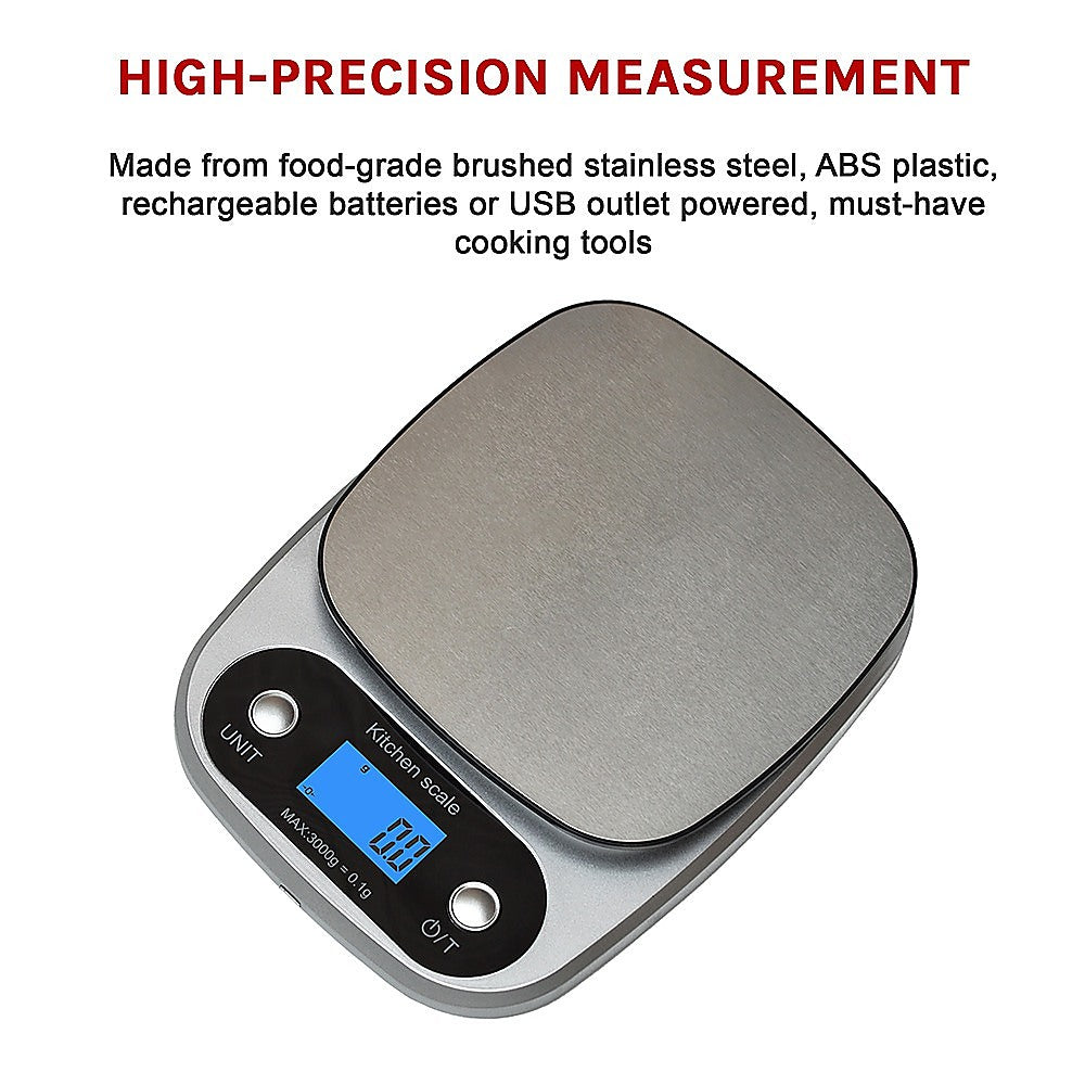 0.1g High Precision Kitchen Scale Rechargable Food Scale Digital 3KG