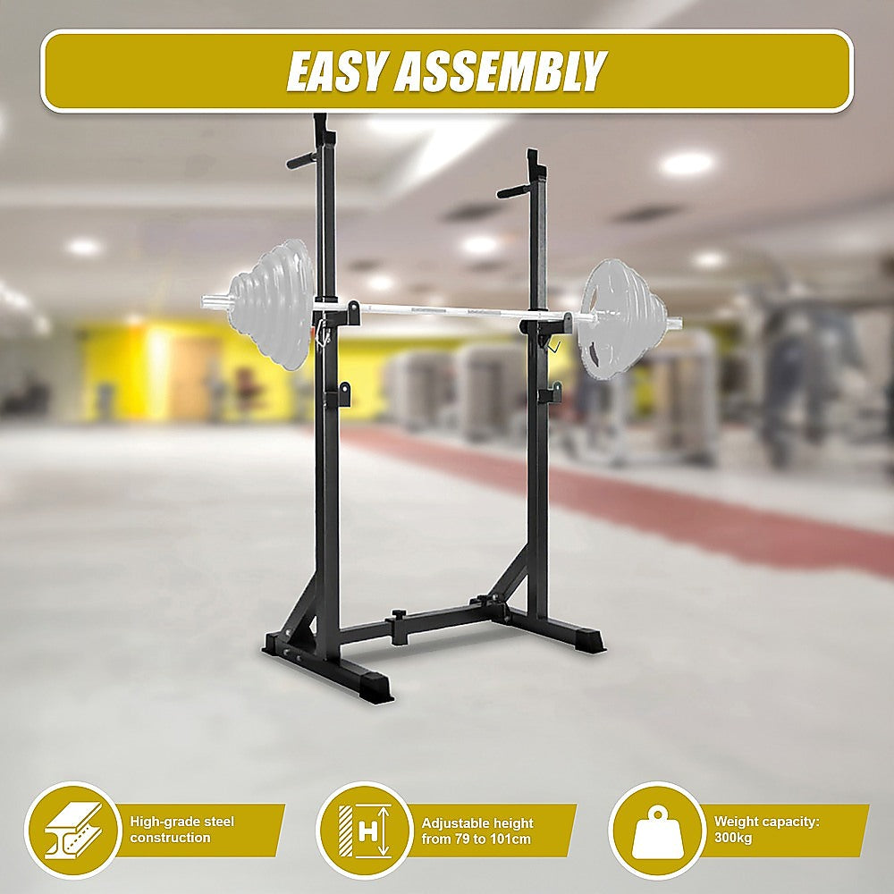 Commercial Squat Rack Adjustable Pair Fitness Exercise Weight Lifting Gym Barbell Stand