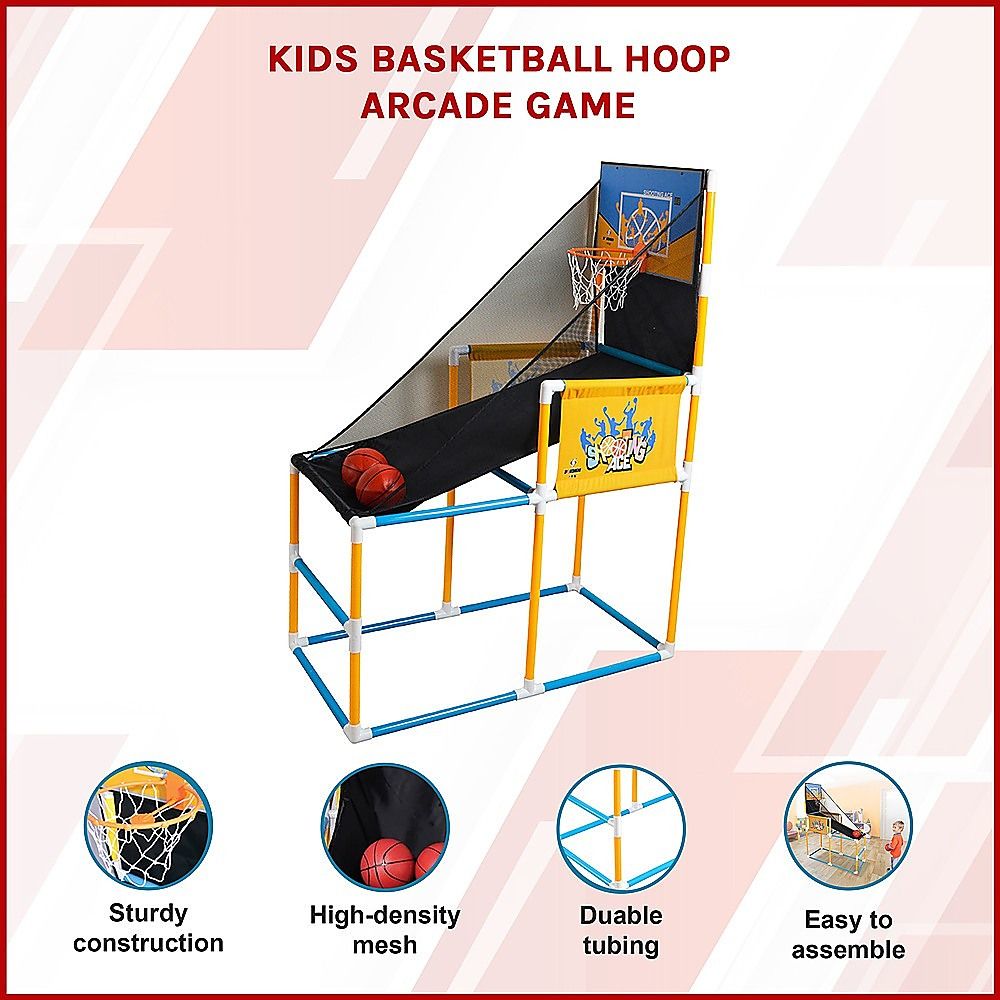 Kids Basketball Hoop Arcade Game with 2 Inflatable Balls and Air Pump Set