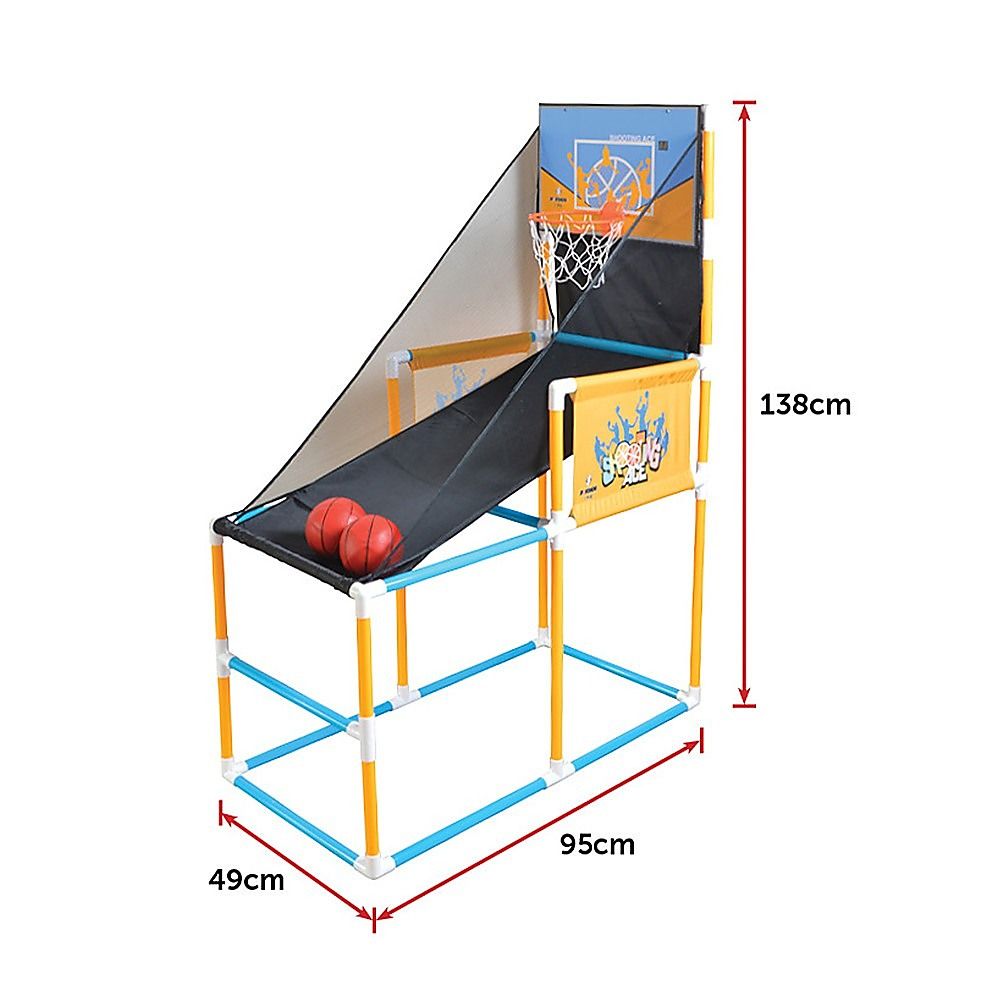 Kids Basketball Hoop Arcade Game with 2 Inflatable Balls and Air Pump Set