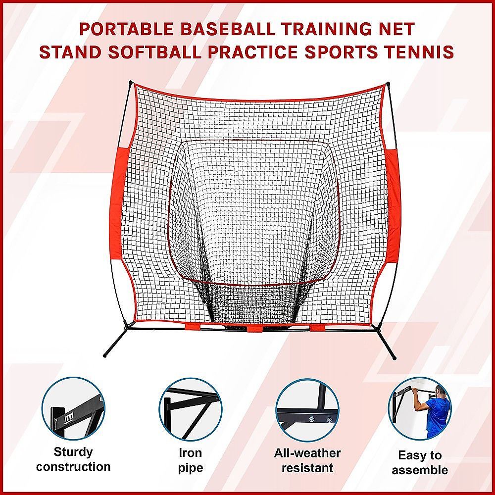 Portable Baseball Training Net Stand Softball Practice Sports Tennis