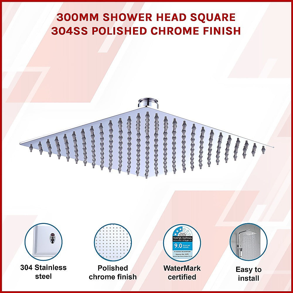 300mm Shower Head Square 304SS Polished Chrome Finish