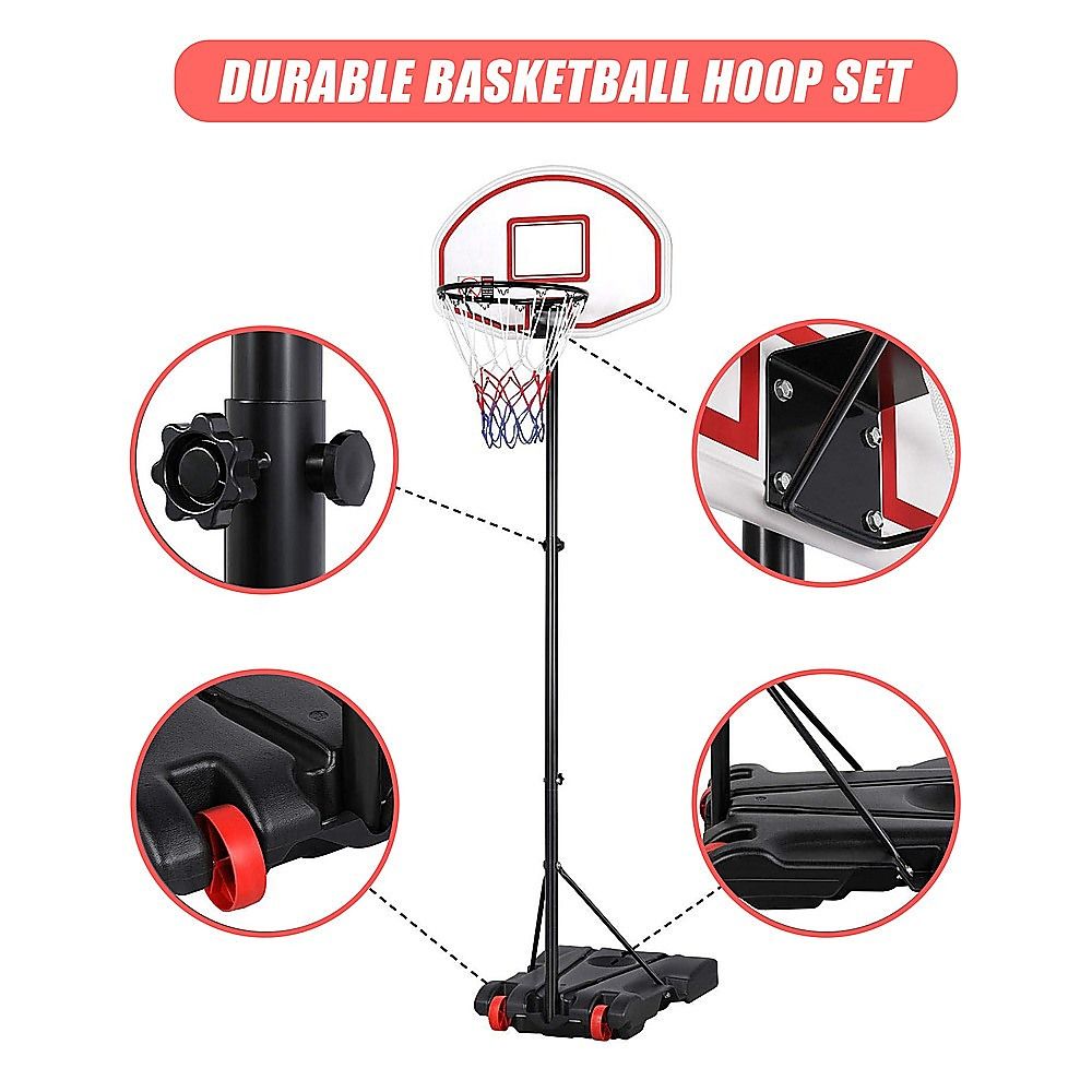 Basketball Ring Hoop Height Adjustable Portable Set, Steel and PE Build