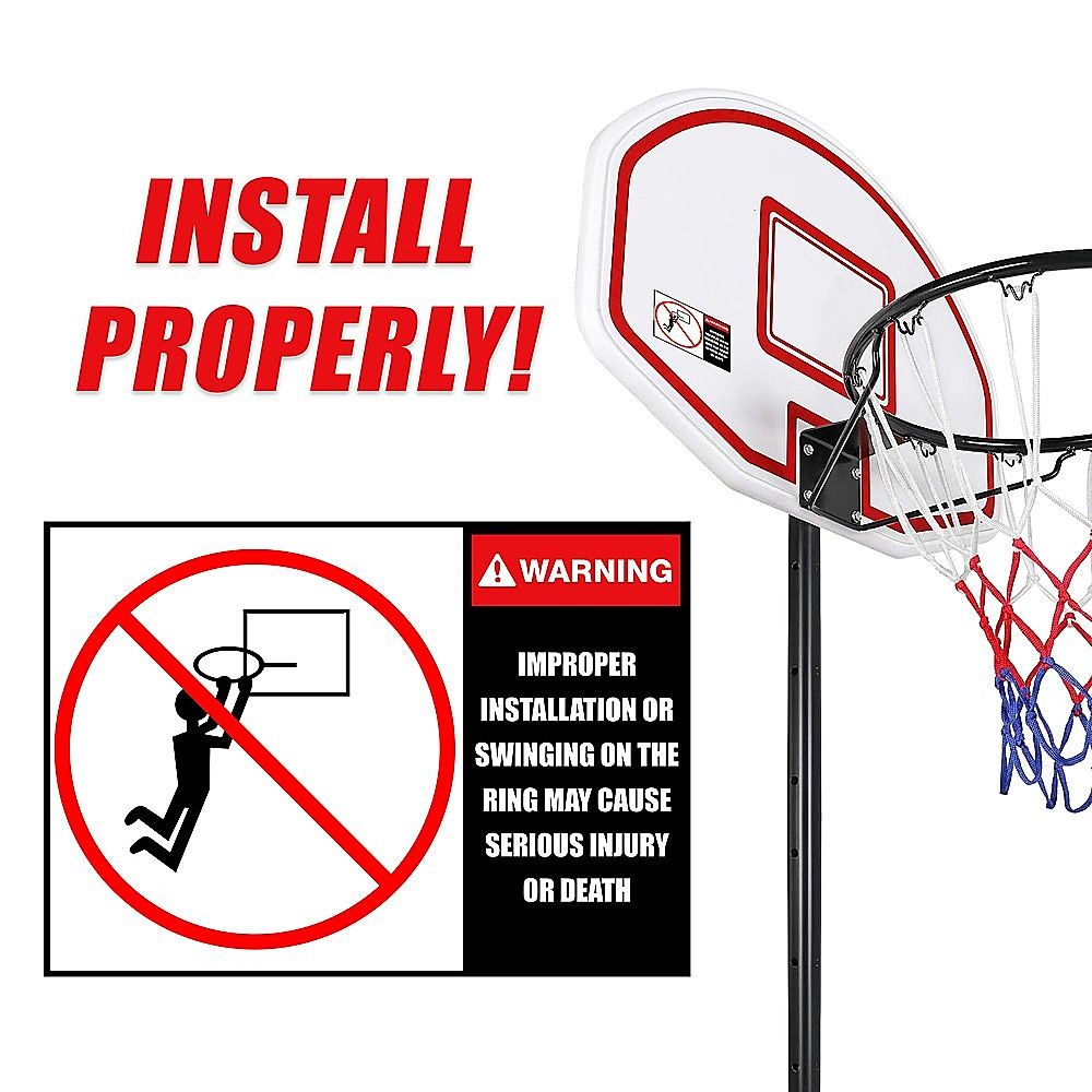 Basketball Ring Hoop Height Adjustable Portable Set, Steel and PE Build