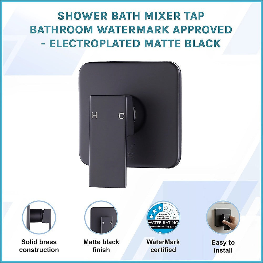 Shower Bath Mixer Tap Bathroom WATERMARK Approved - Electroplated Matte Black