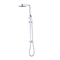 WELS 8" Rain Shower Head Set Square Dual Heads Faucet High Pressure With Mixer