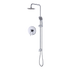 WELS 8" Rain Shower Head Set Rounded Dual Heads Faucet High Pressure With Mixer