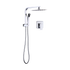 WELS 8" Rain Shower Head Set Square Dual Heads Faucet High Pressure With Mixer