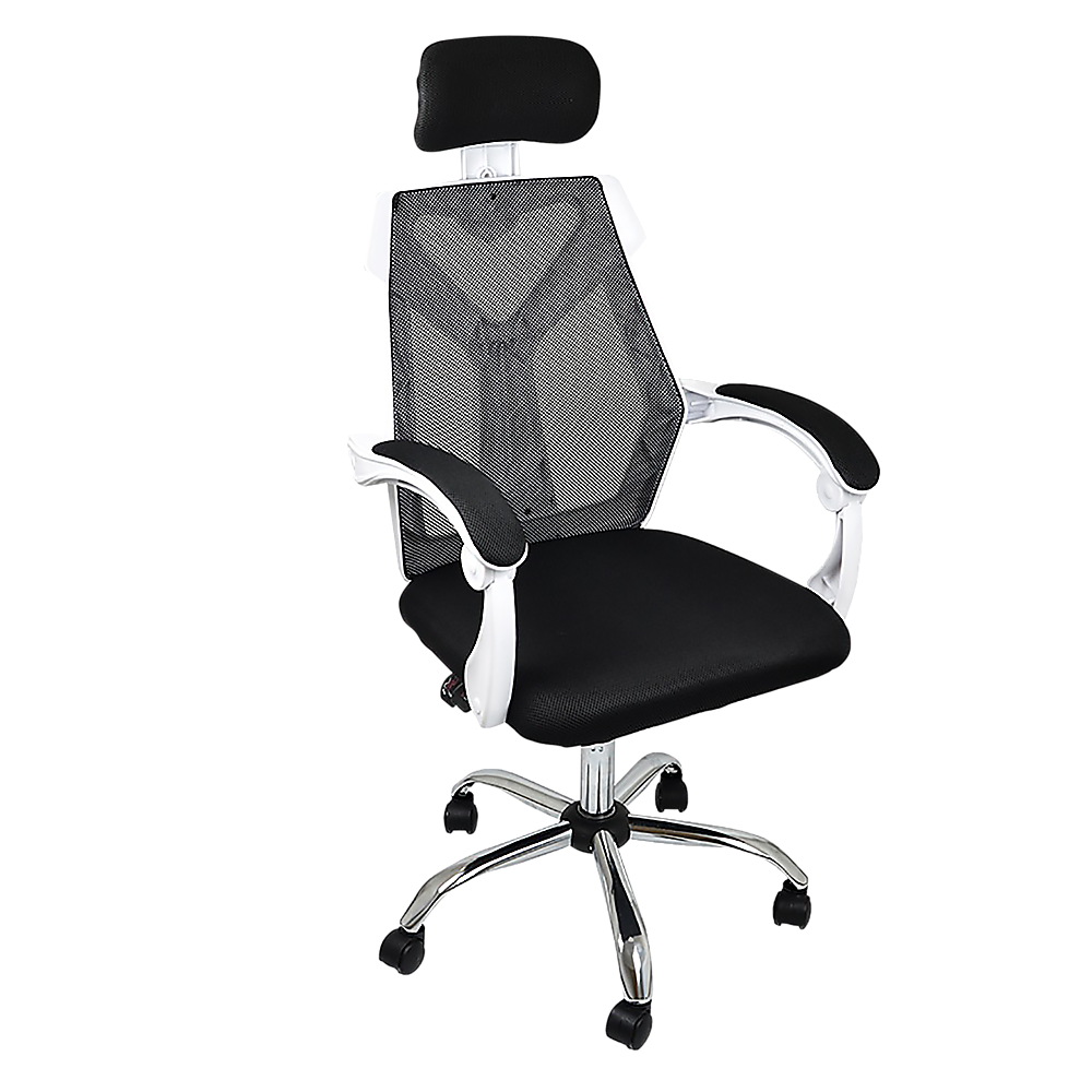 Office Chair – Ergonomic Mesh Back Computer Desk White Chair with Padded Foam Seat