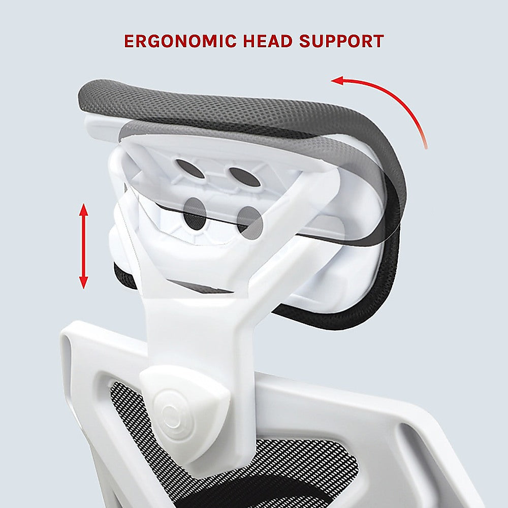 Office Chair – Ergonomic Mesh Back Computer Desk White Chair with Padded Foam Seat