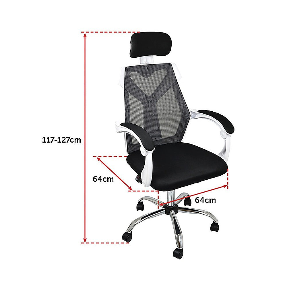 Office Chair – Ergonomic Mesh Back Computer Desk White Chair with Padded Foam Seat