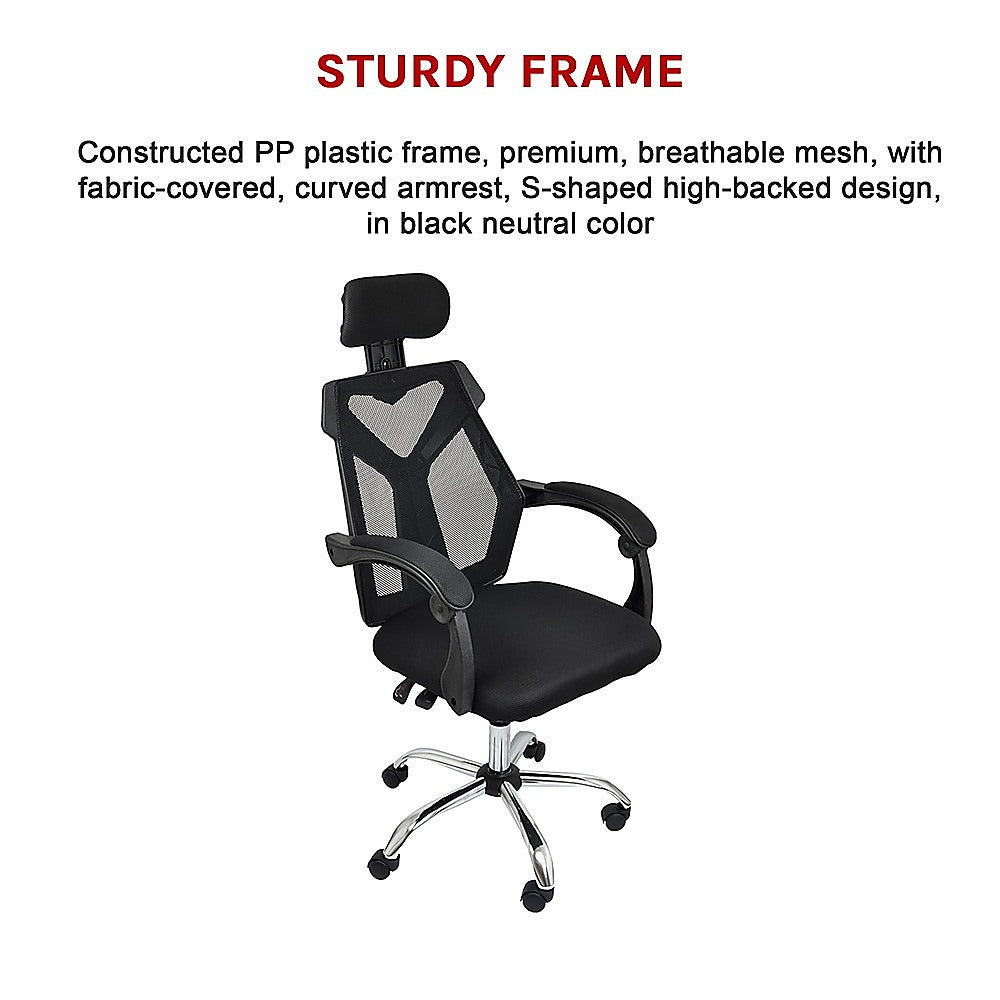 Office Chair – Ergonomic Mesh Back Computer Desk Chair with Padded Foam Seat in Black
