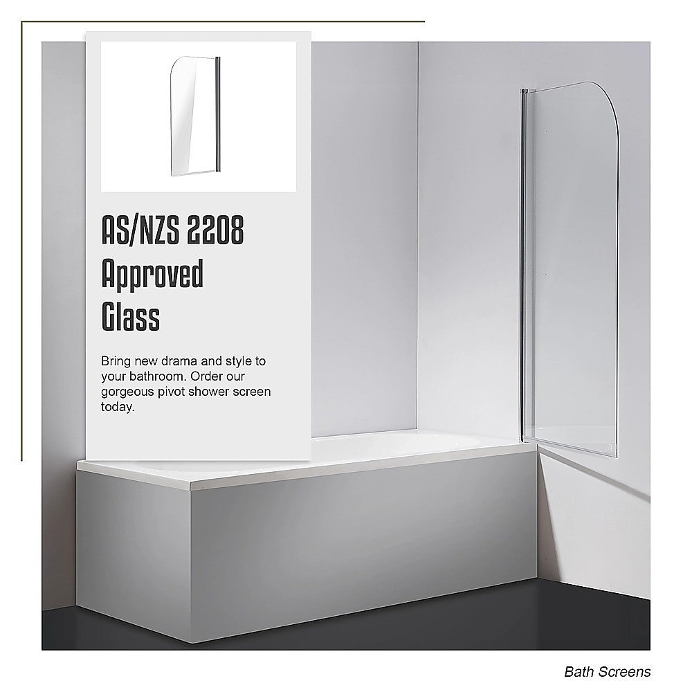 180 Degree Pivot Door 6mm Safety Glass Bath Shower Screen 800x1400mm By