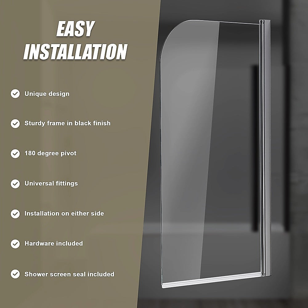 180 Degree Pivot Door 6mm Safety Glass Bath Shower Screen 800x1400mm By