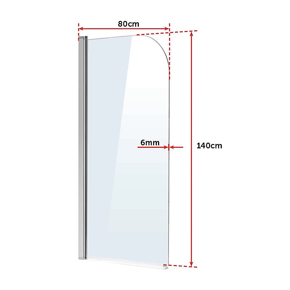 180 Degree Pivot Door 6mm Safety Glass Bath Shower Screen 800x1400mm By