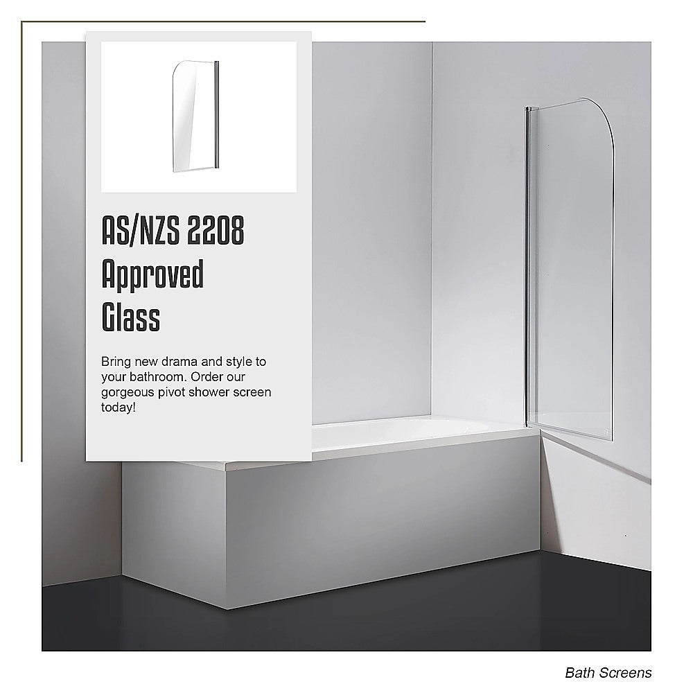 180 Degree Pivot Door 6mm Safety Glass Bath Shower Screen 900x1400mm By