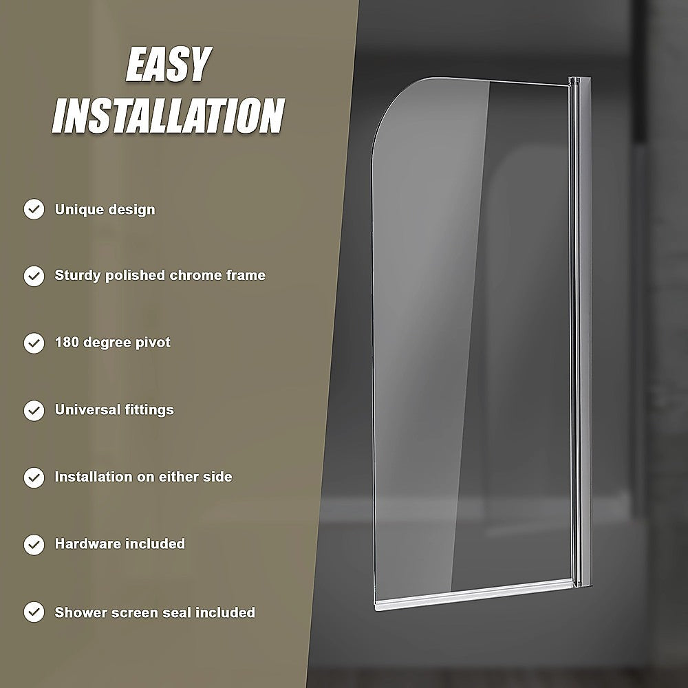 180 Degree Pivot Door 6mm Safety Glass Bath Shower Screen 900x1400mm By