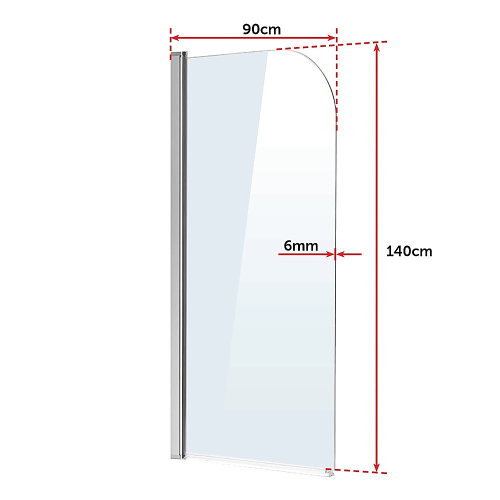180 Degree Pivot Door 6mm Safety Glass Bath Shower Screen 900x1400mm By