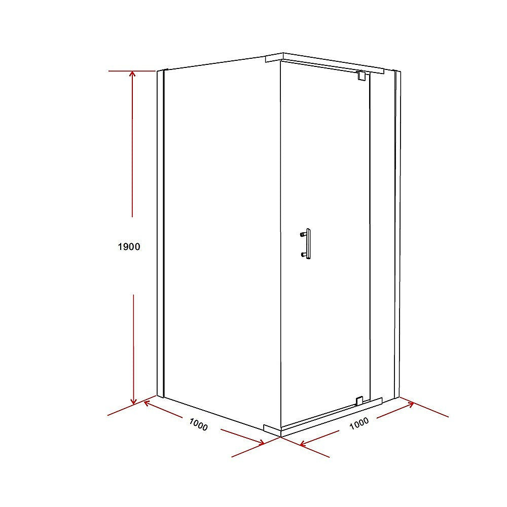 Shower Screen 1000x1000x1900mm Framed Safety Glass Pivot Door By