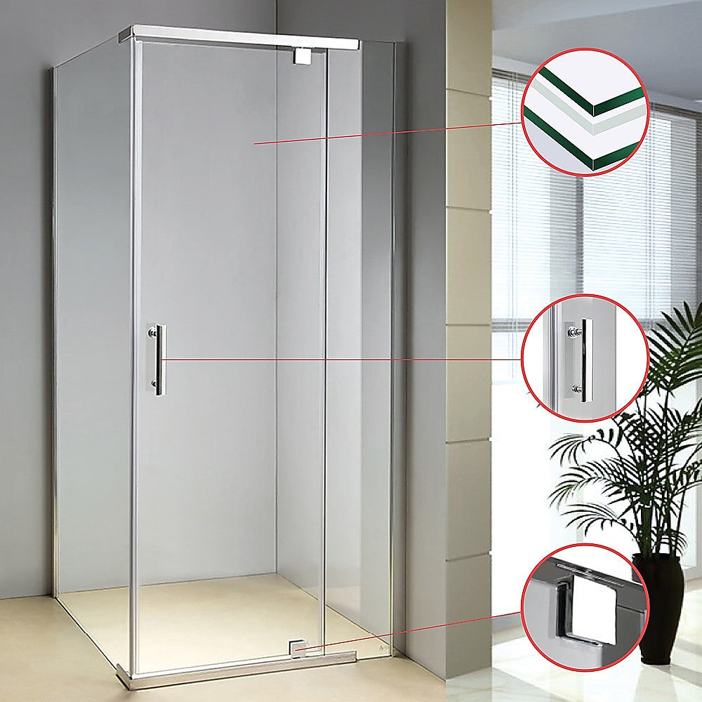Shower Screen 1000x1000x1900mm Framed Safety Glass Pivot Door By