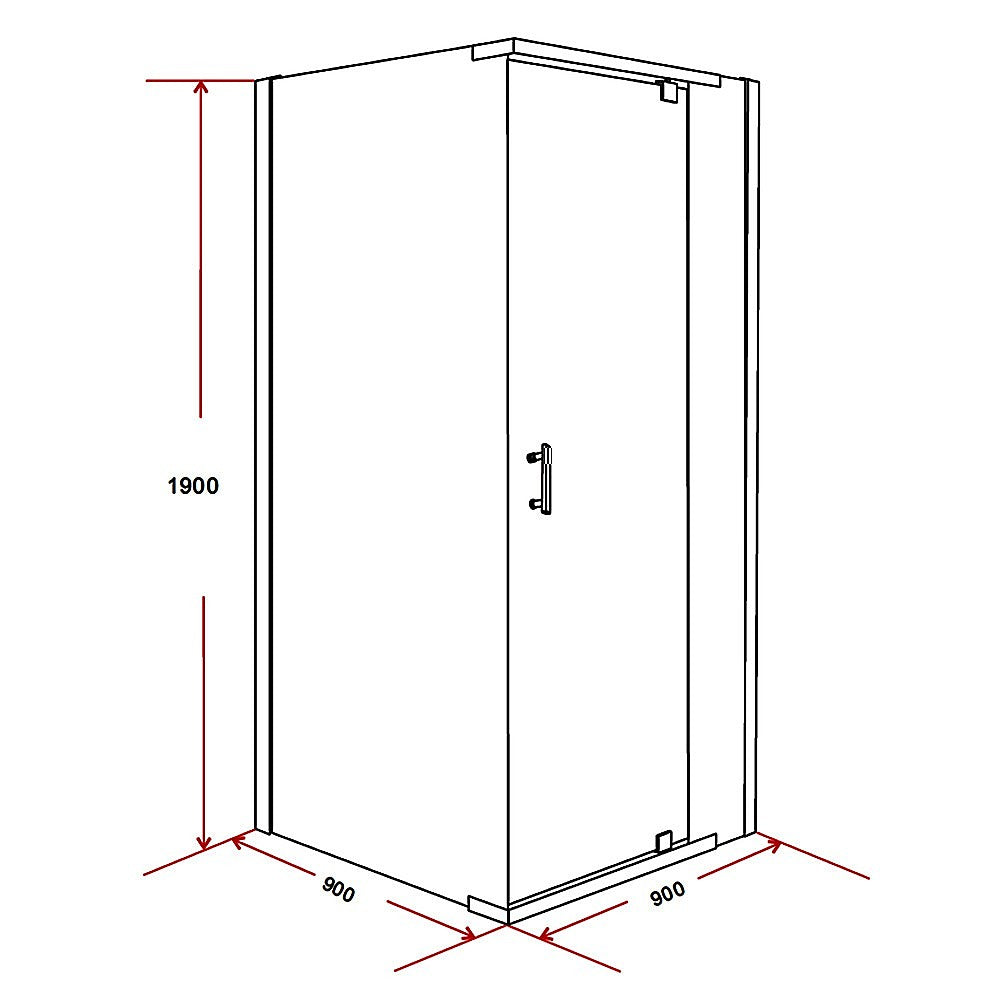 Shower Screen 900x900x1900mm Framed Safety Glass Pivot Door By