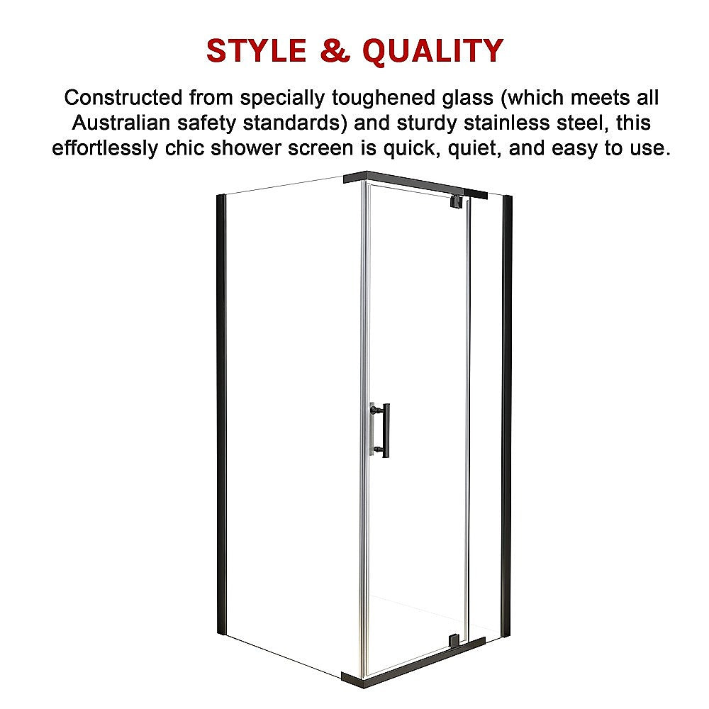 Shower Screen 900x700x1900mm Framed Safety Glass Pivot Door By