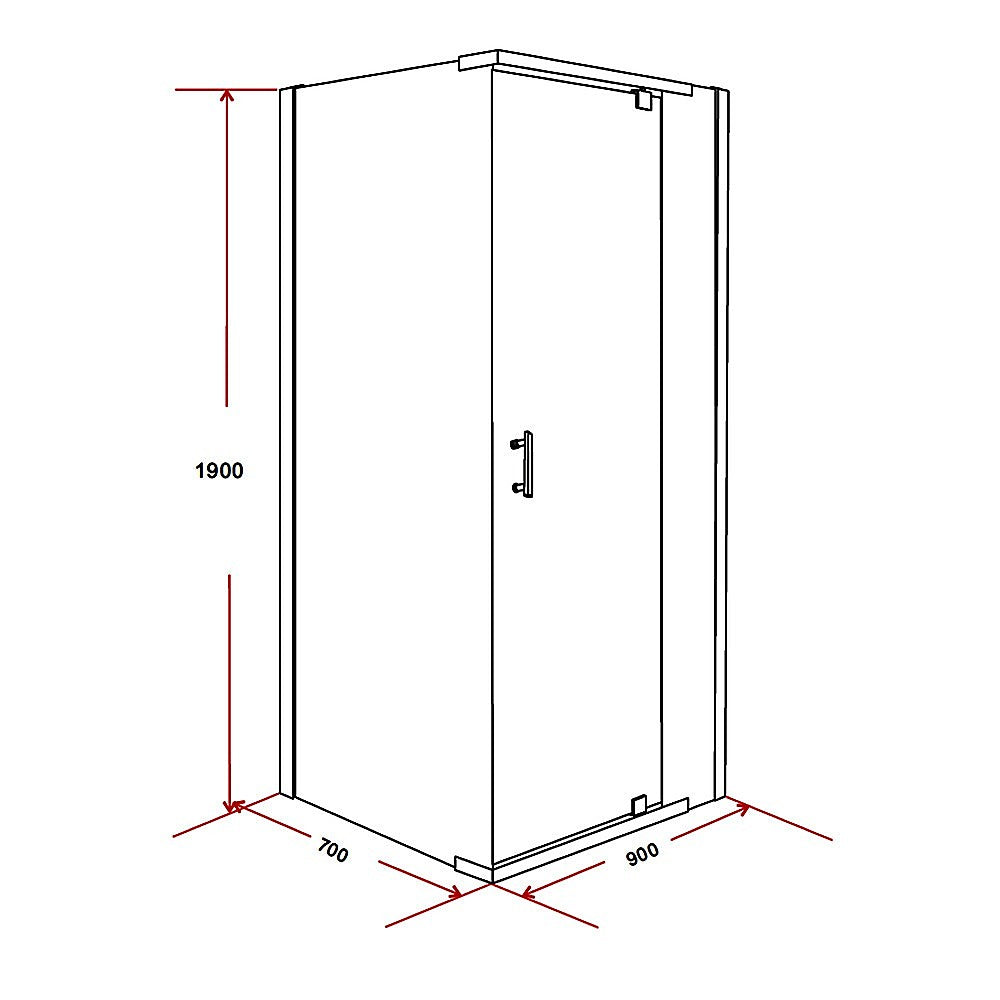 Shower Screen 900x700x1900mm Framed Safety Glass Pivot Door By