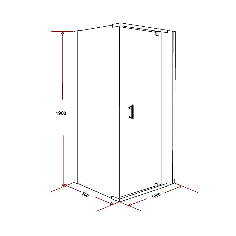 Shower Screen 1000x700x1900mm Framed Safety Glass Pivot Door By