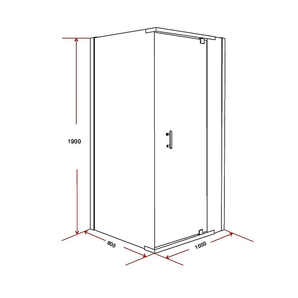Shower Screen 1000x800x1900mm Framed Safety Glass Pivot Door By