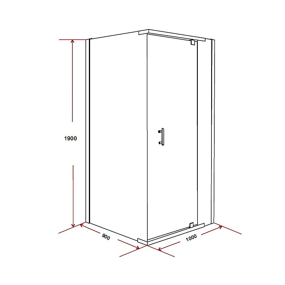 Shower Screen 1000x900x1900mm Framed Safety Glass Pivot Door By