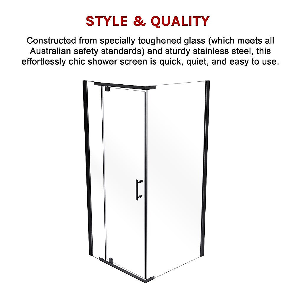 Shower Screen 1200x900x1900mm Framed Safety Glass Pivot Door By