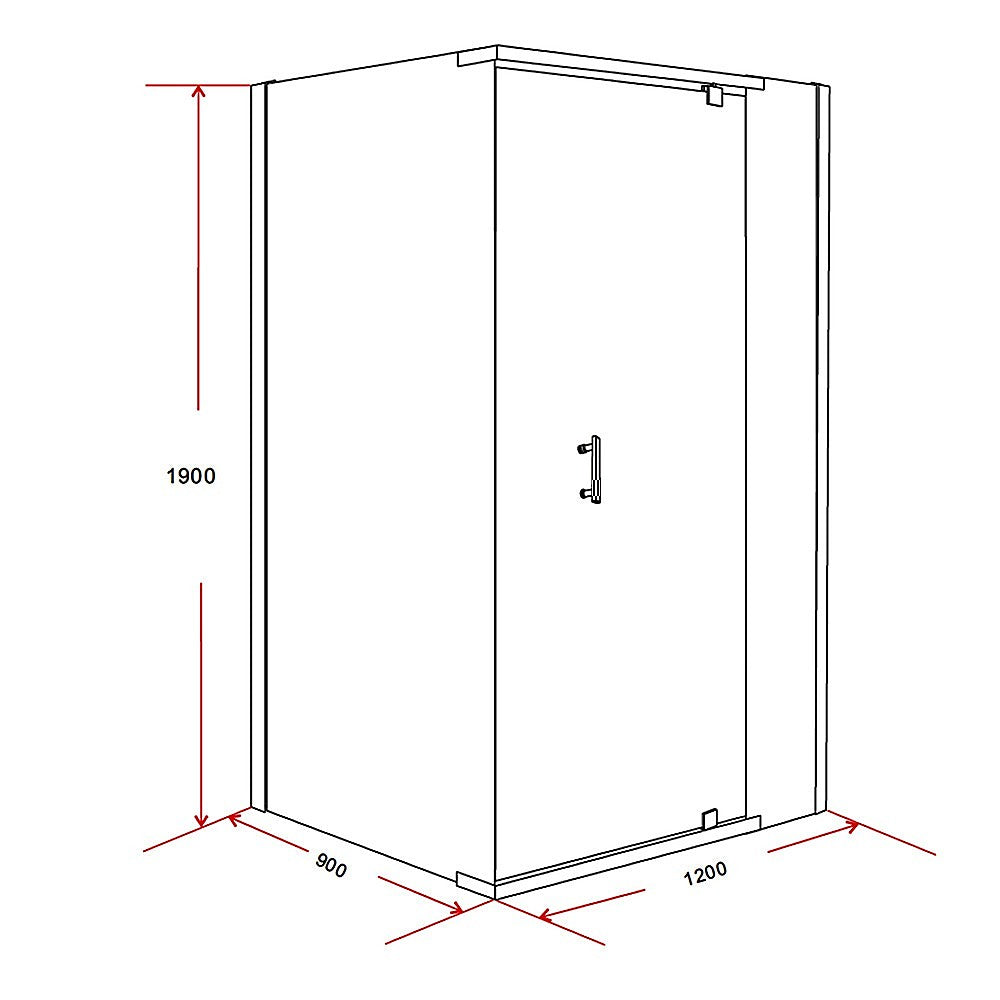 Shower Screen 1200x900x1900mm Framed Safety Glass Pivot Door By