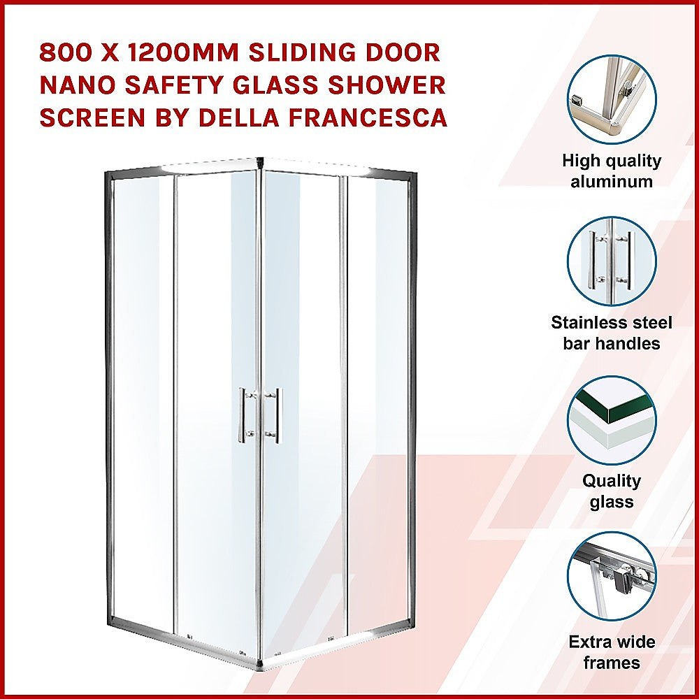 800 x 1200mm Sliding Door Nano Safety Glass Shower Screen By