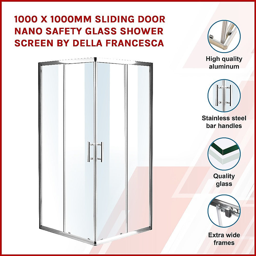 1000 x 1000mm Sliding Door Nano Safety Glass Shower Screen By