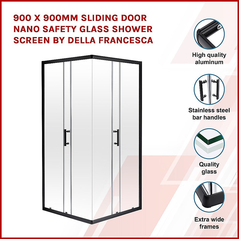 900 x 900mm Sliding Door Nano Safety Glass Shower Screen By