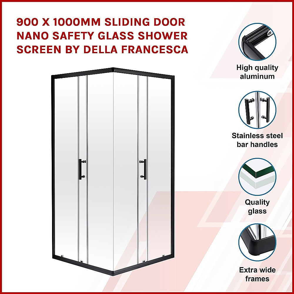900 x 1000mm Sliding Door Nano Safety Glass Shower Screen By