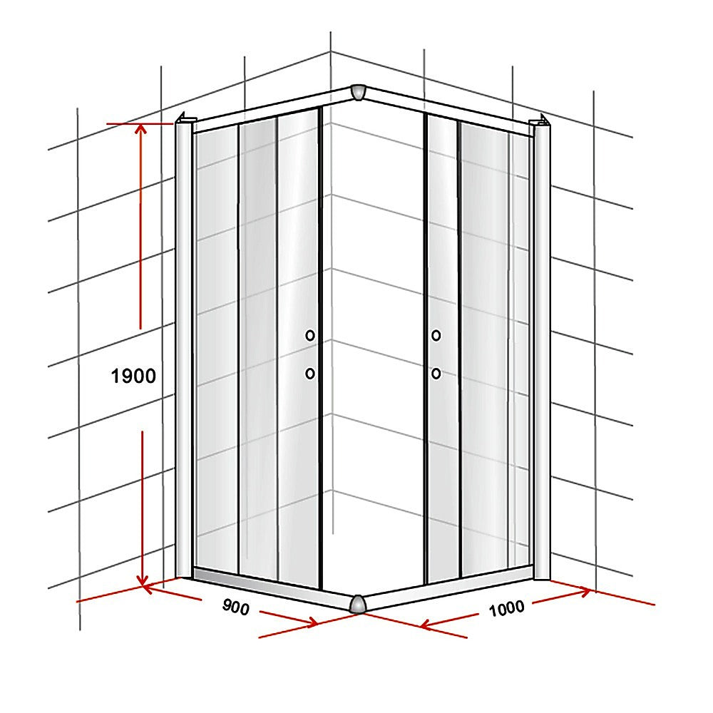 900 x 1000mm Sliding Door Nano Safety Glass Shower Screen By
