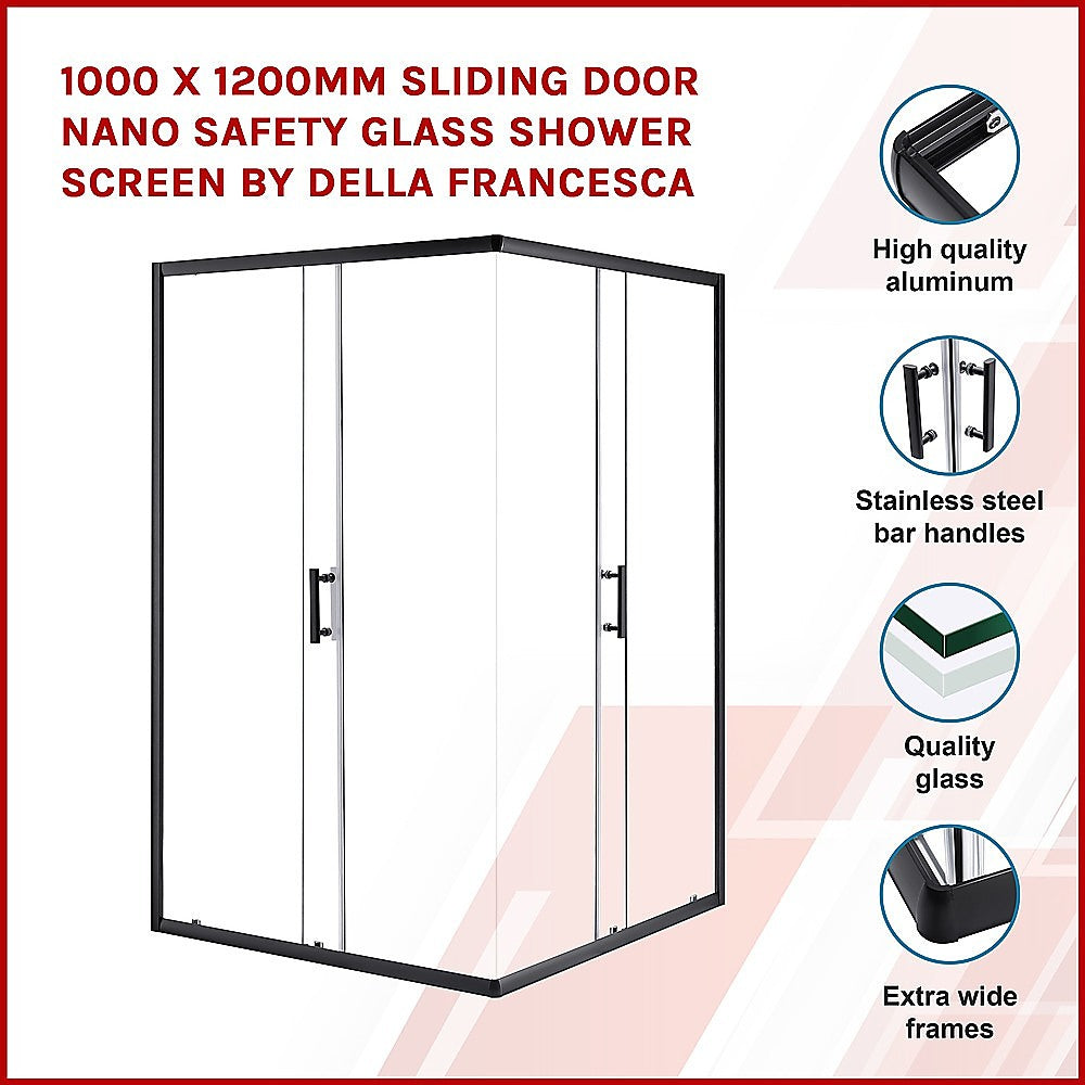 1000 x 1200mm Sliding Door Nano Safety Glass Shower Screen By