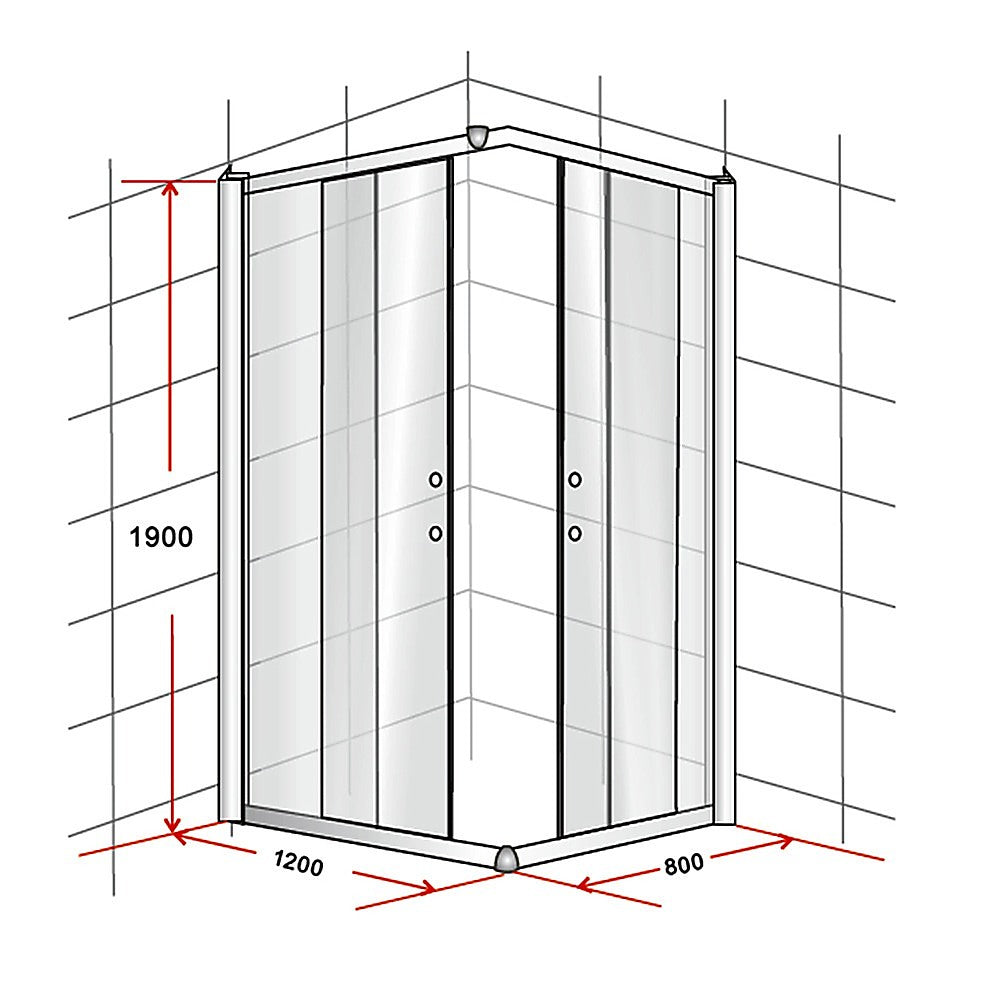 1200 x 800mm Sliding Door Nano Safety Glass Shower Screen By