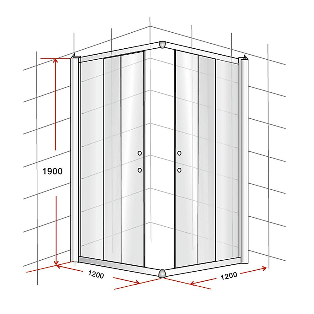 1200 x 1200mm Sliding Door Nano Safety Glass Shower Screen By