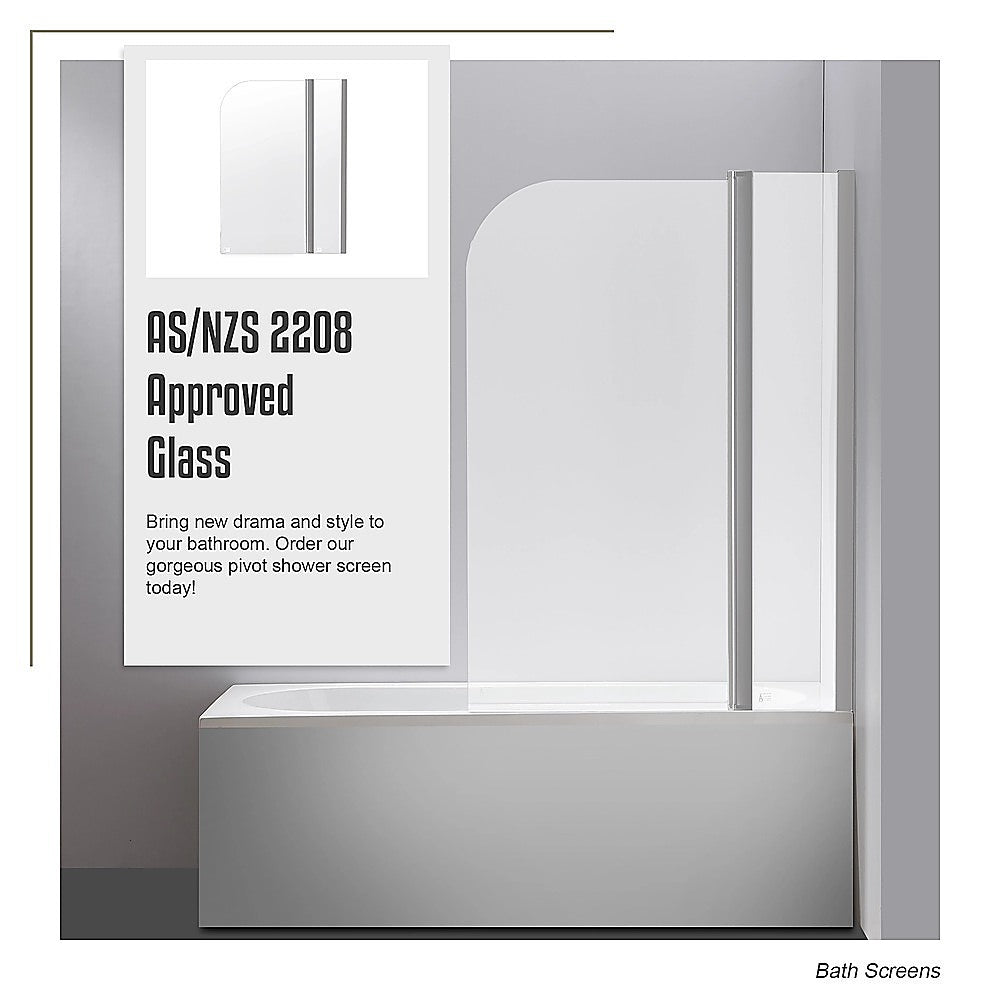 180 Degree Pivot Door 6mm Safety Glass Bath Shower Screen 1200x1400mm By