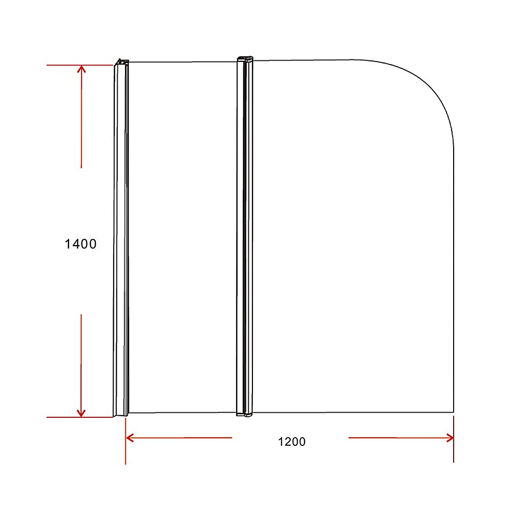 180 Degree Pivot Door 6mm Safety Glass Bath Shower Screen 1200x1400mm By