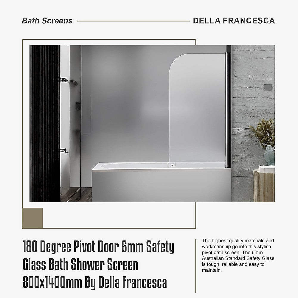180 Degree Pivot Door 6mm Safety Glass Bath Shower Screen 800x1400mm By