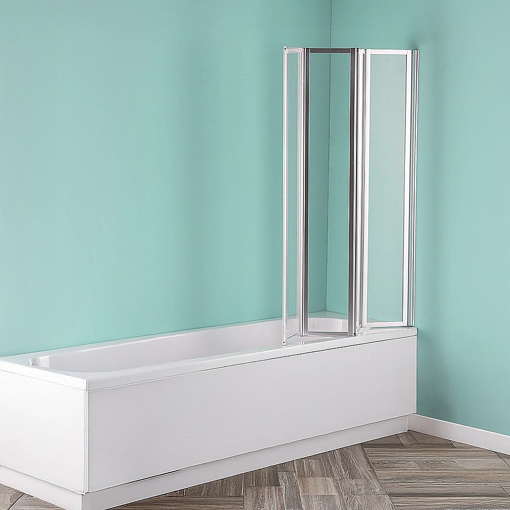 4 Fold Chrome Folding Bath Shower Screen Door Panel 1000 x 1400mm
