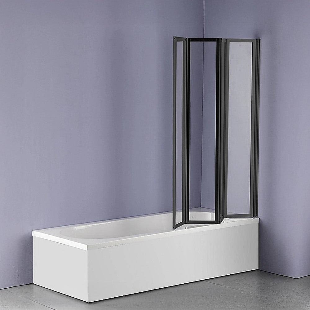 4 Fold Black Folding Bath Shower Screen Door Panel 1000 x 1400mm