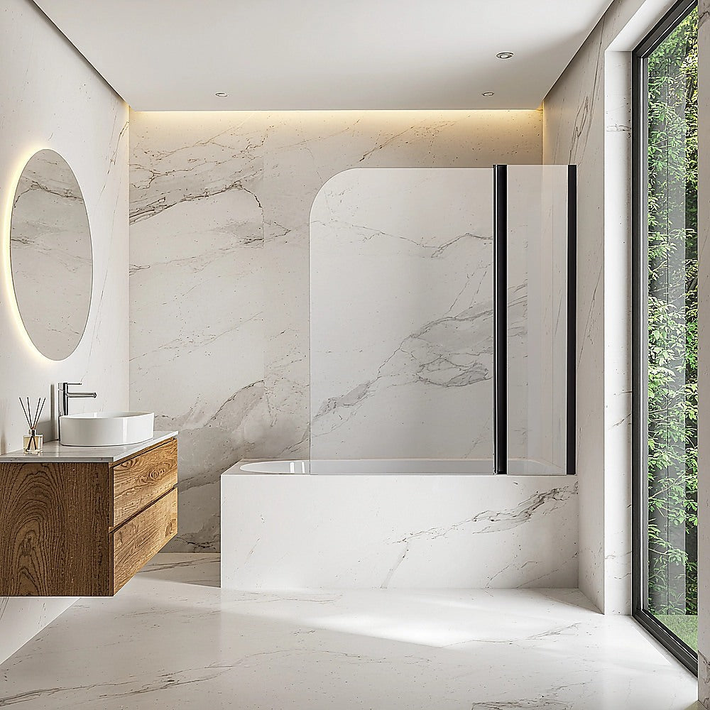 180 Degree Pivot Door 6mm Safety Glass Bath Shower Screen 1200x1400mm By