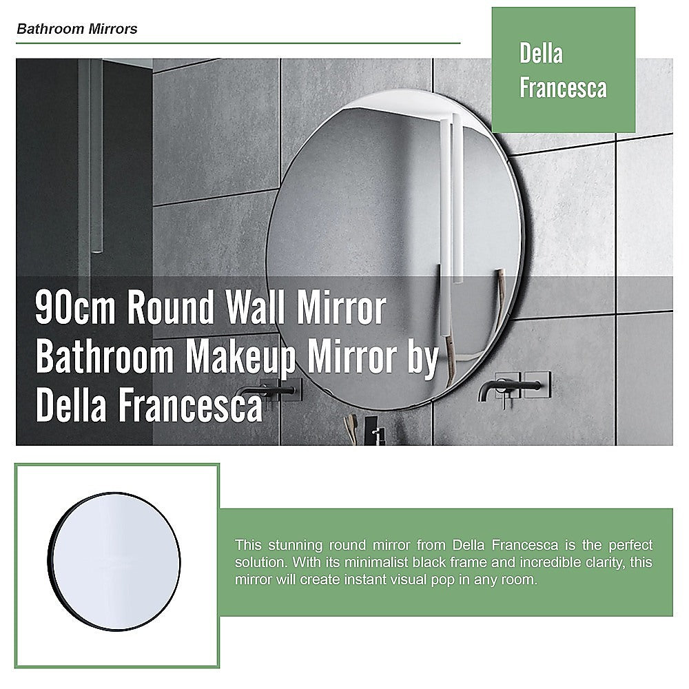 90cm Round Wall Mirror Bathroom Makeup Mirror by Della Francesca