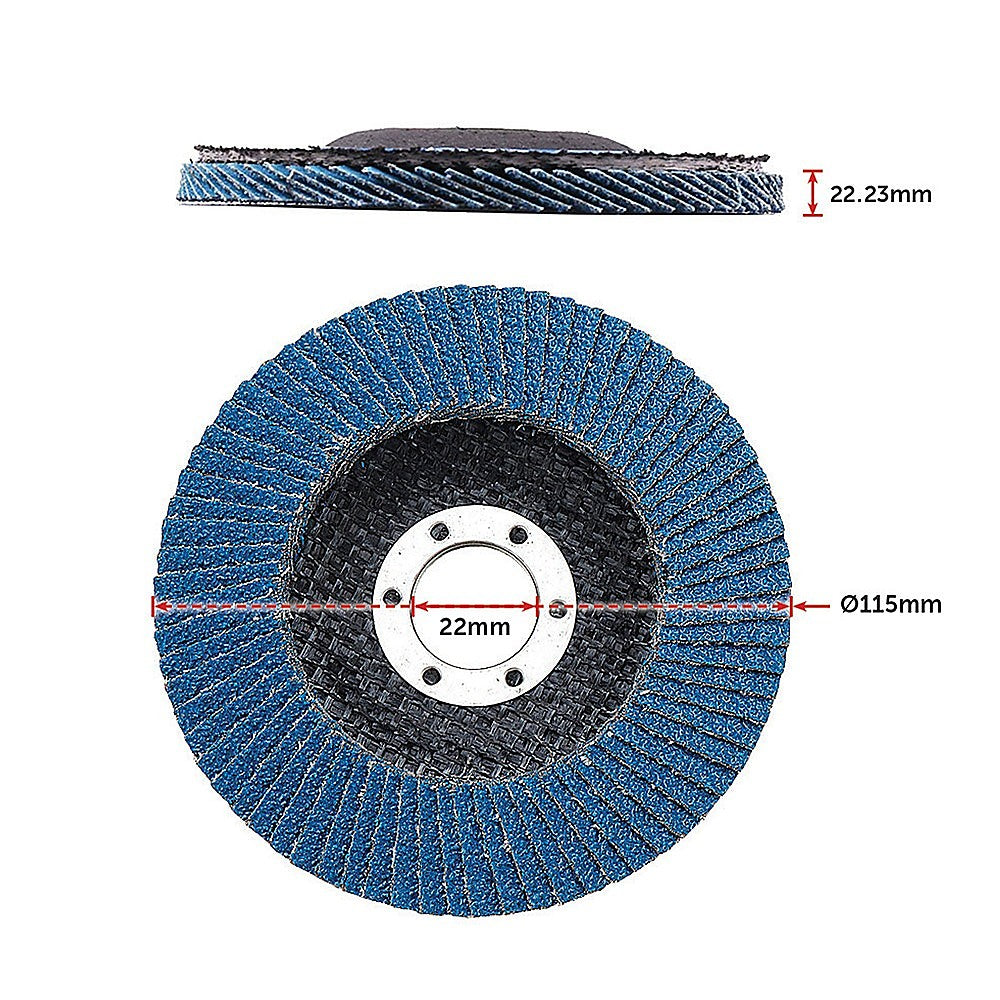 50x Pack Premium Zirconia Flap Disc Sanding Grinding 115mm 4.5