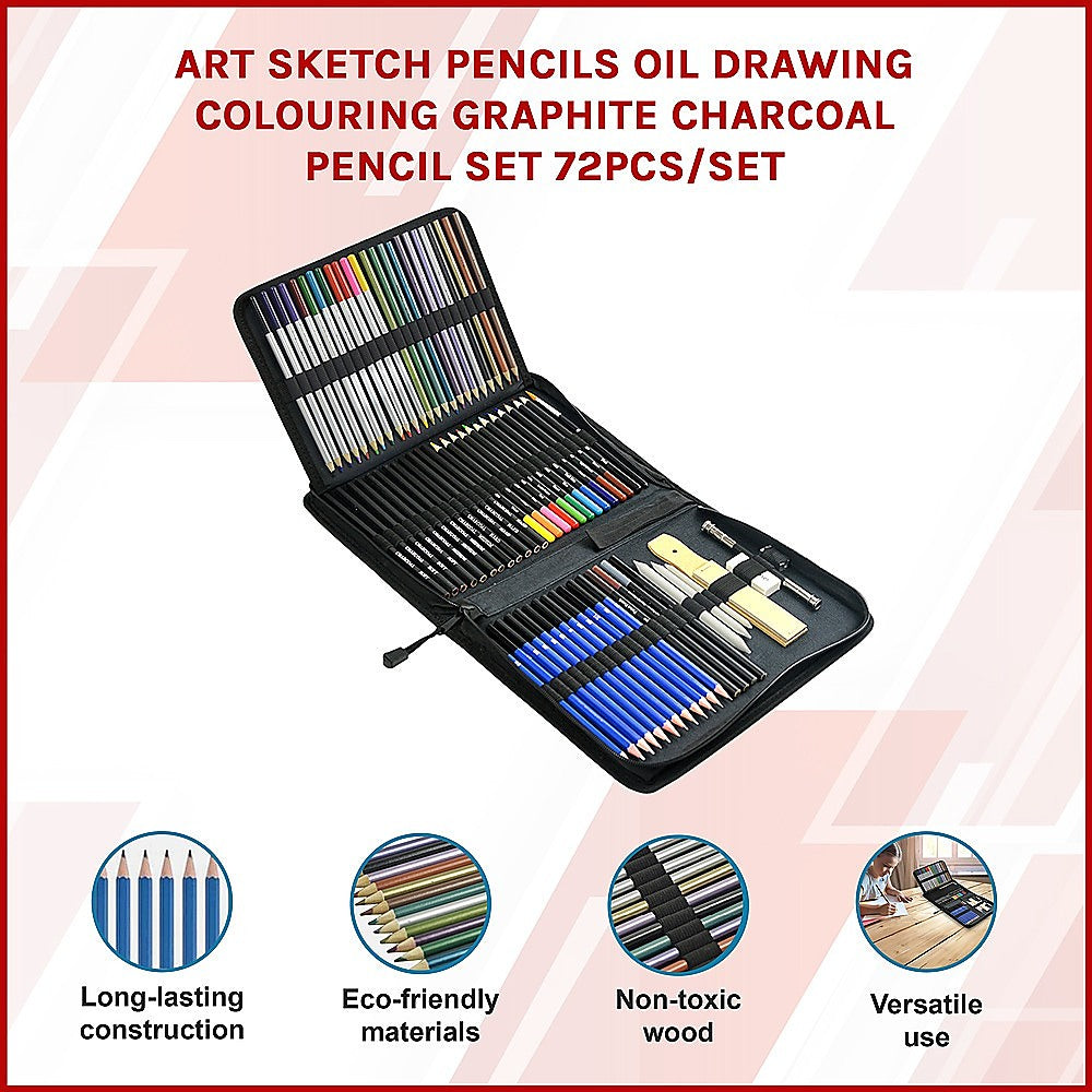 Art Sketch Pencils Oil Drawing Colouring Graphite Charcoal Pencil Set 72pcs/set