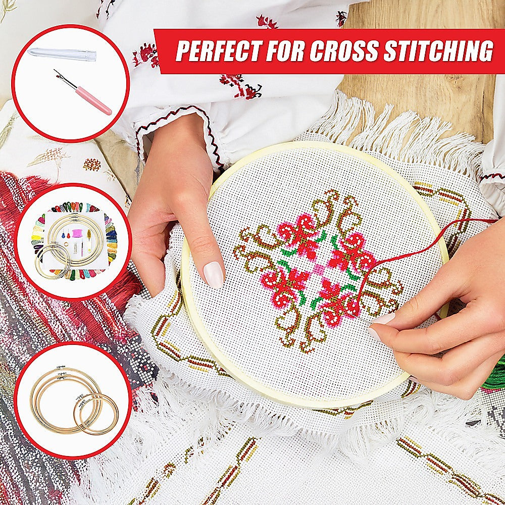 Embroidery Starter Kit Cross Stitch Kit DIY Hand Craft Stitch 50 Color Kit